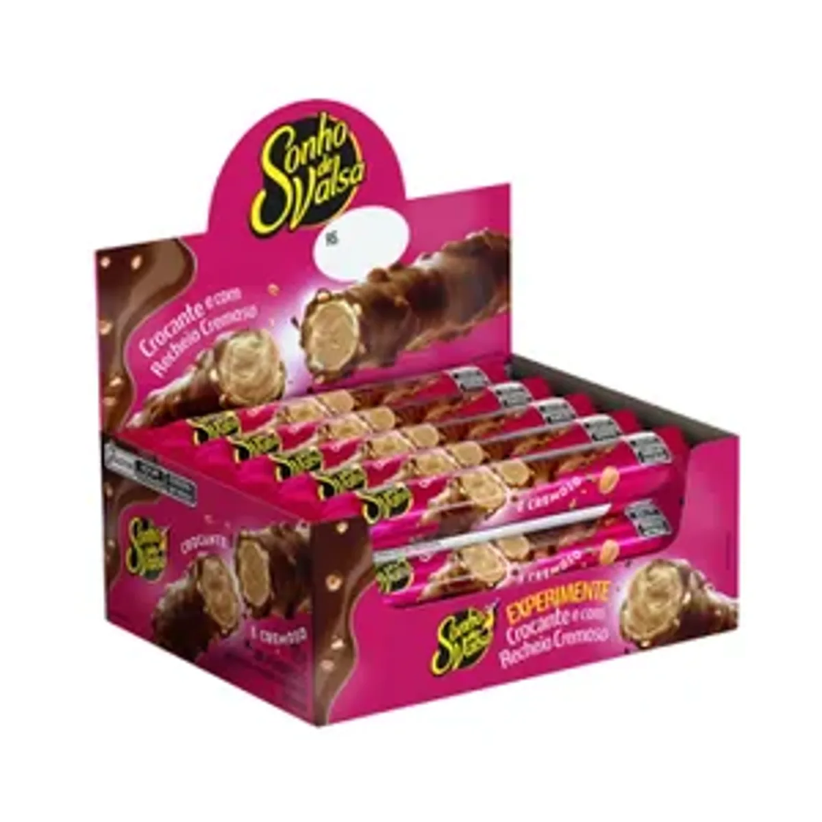 Stick Wafer Recheado Sonho de Valsa Sabor Chocolate - Display com 15 unidades de 25g