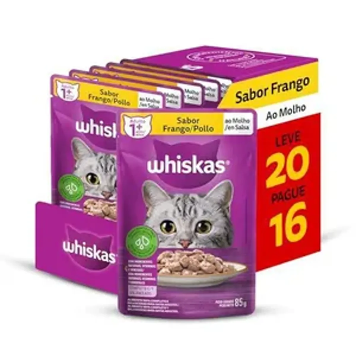 [Regional] Ração Úmida Whiskas Sachê Frango Gatos Adultos 20un