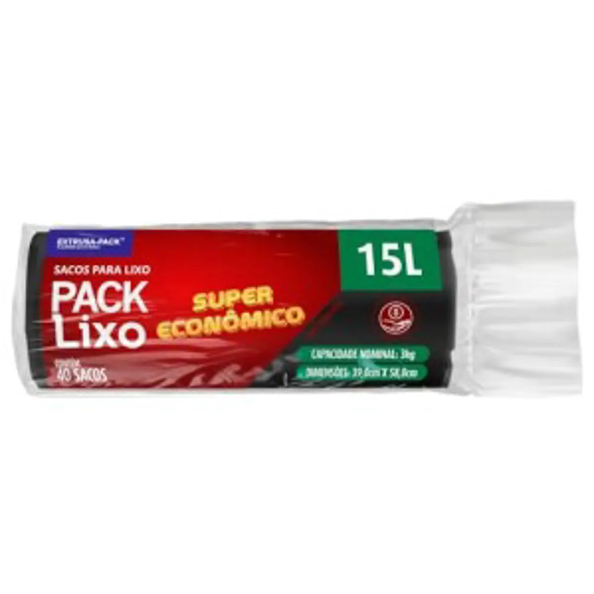 Sacos De Lixo Pack Lixo Super Econômico Preto 15 Litros – Uso Residencial Diário, Ideal Para Lixos Leves Em Pequenas Famílias