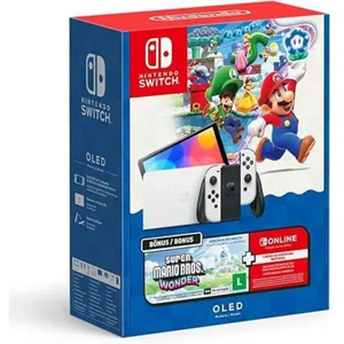 Console Nintendo Switch Oled + Jogo Super Mario Bros Wonder + 3 Meses NS Online