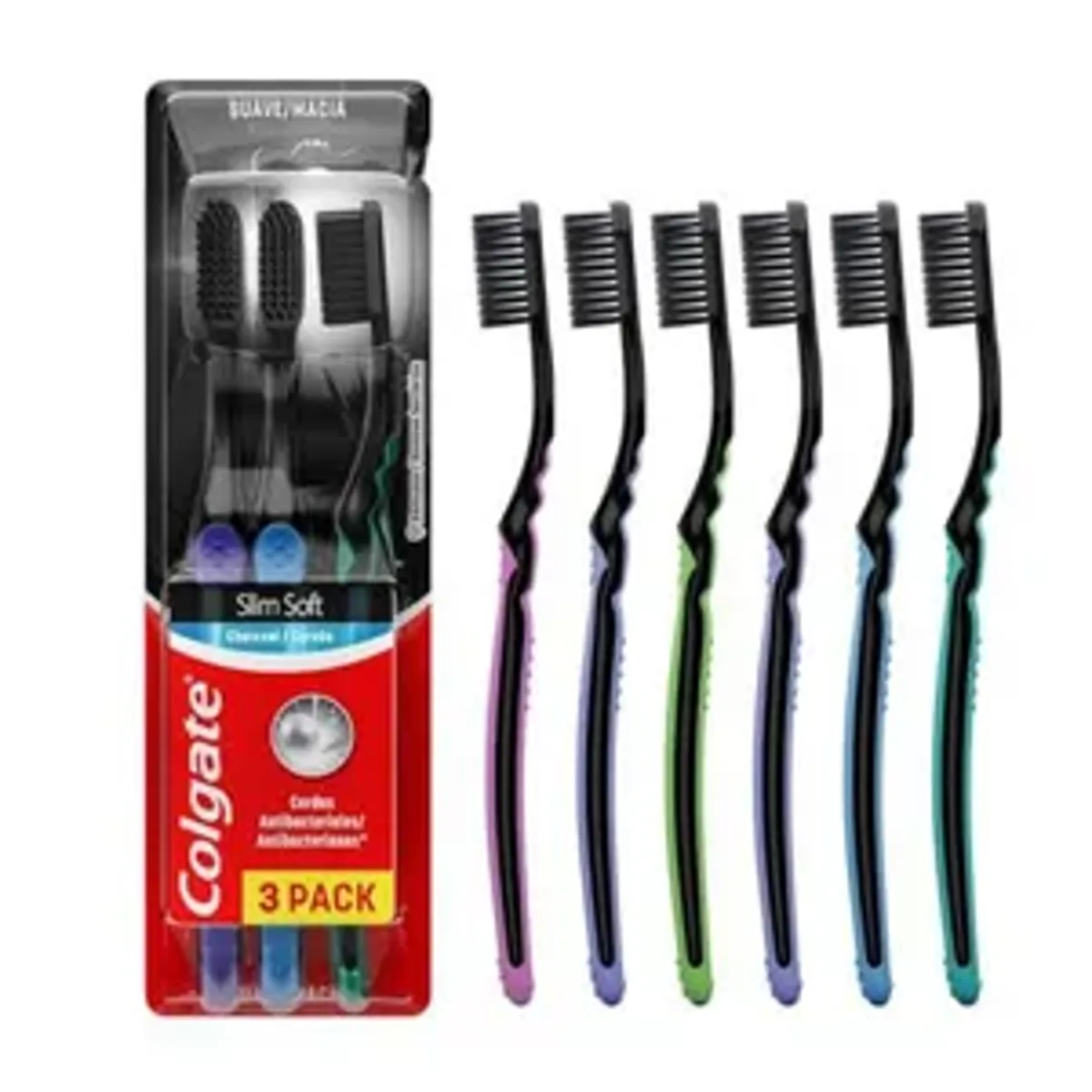 [REC +POR- R$ 21,22/pack] Colgate Slim Soft Black Escova de Dente 6 Unidades
