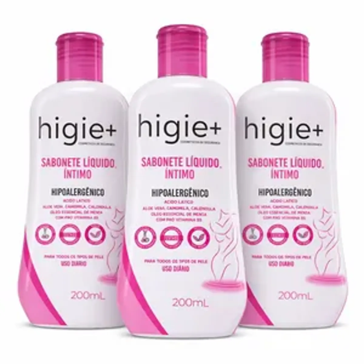Kit 3 Frascos Sabonete Íntimo Higie+ 200ml