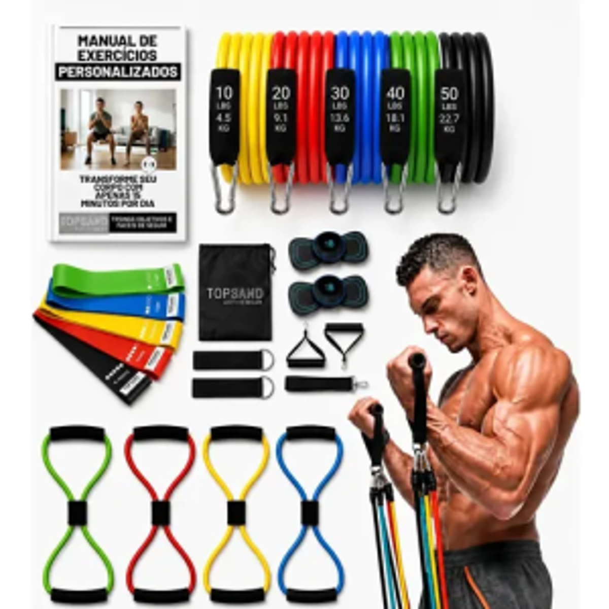 Kit com 20 Itens Fitness Esportivos Para Treino Em Casa