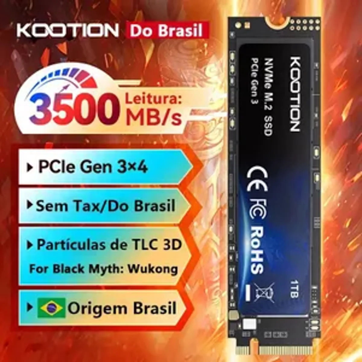 [APP/Compra Em Grupo] SSD NVMe M.2 256GB Disco Rígido PCIe 3.0x4