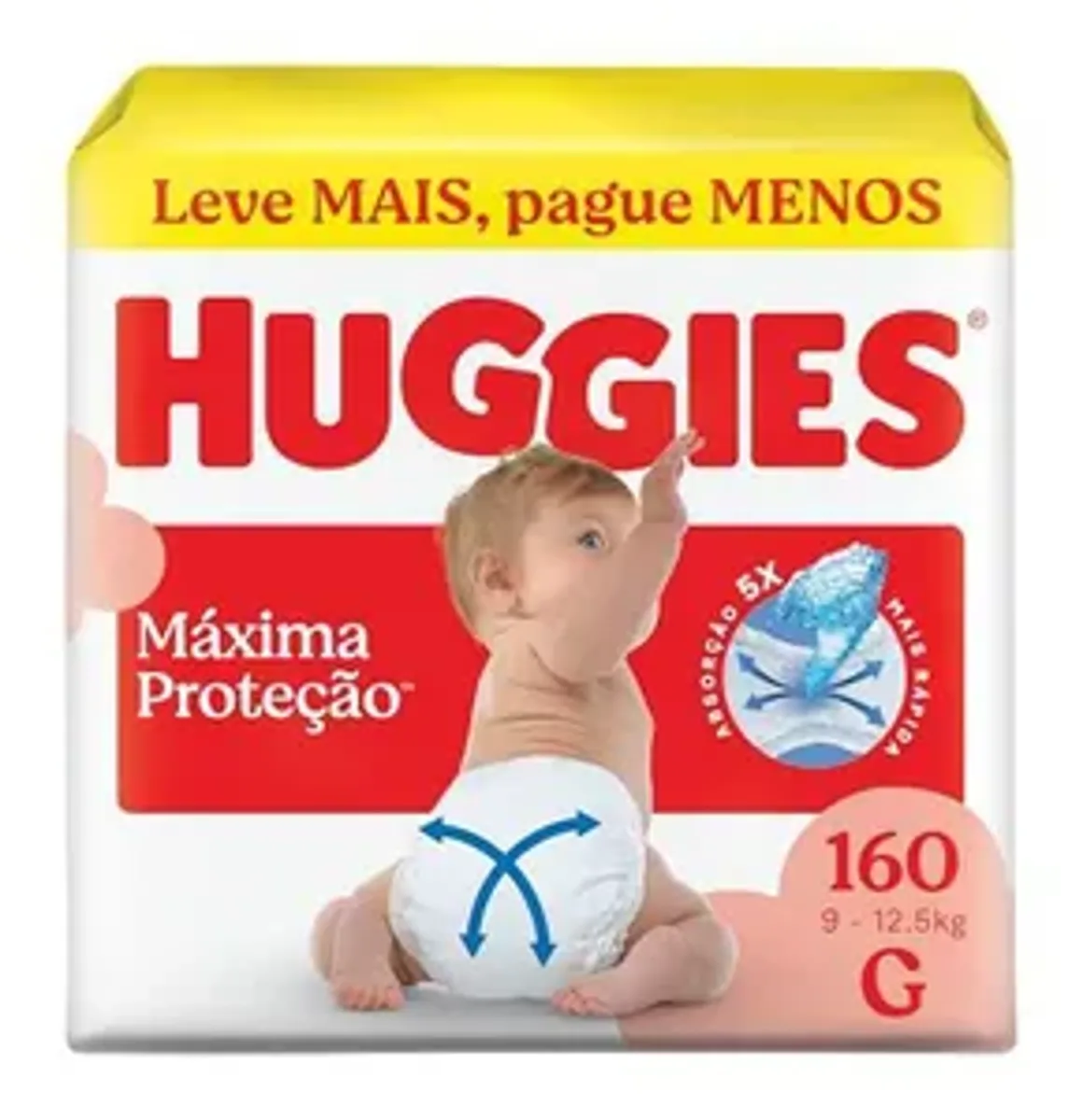[REC | +POR- | R$ 119,91] Fralda Descartável Huggies Proteção Máxima G 160un