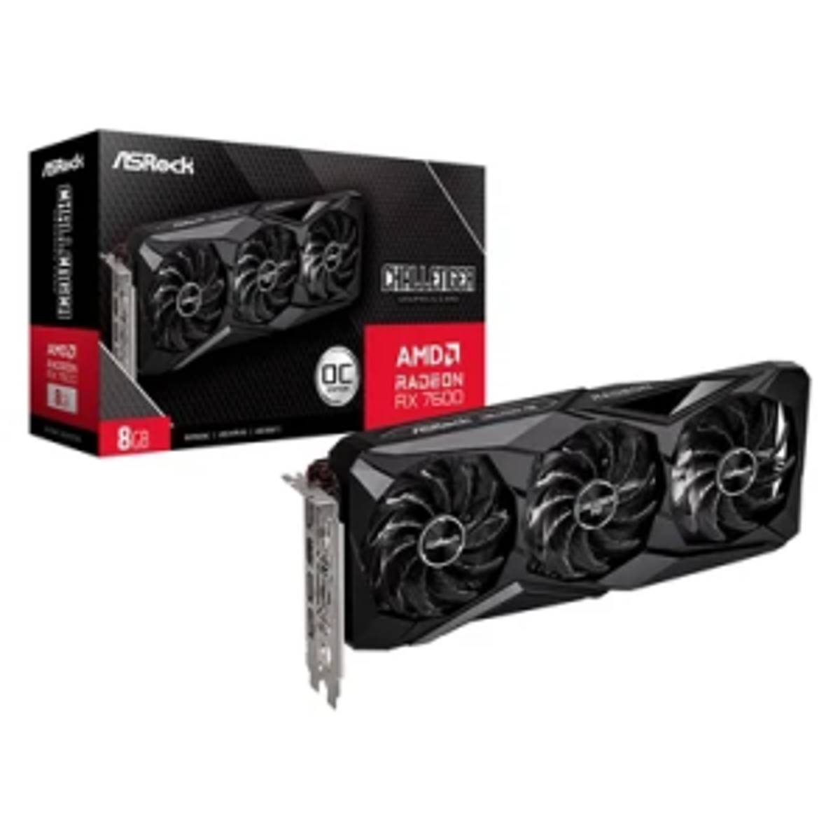 Placa De Video Asrock Rx 7600 Challenger Pro Oc Amd Radeon 8GB Gddr6 Triple Fan 90 Ga62Zz 00Uanf