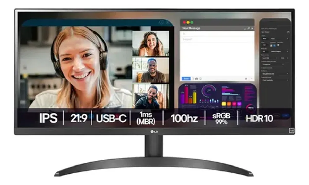 Monitor LG UltraWide - Tela IPS de 29, 100hz