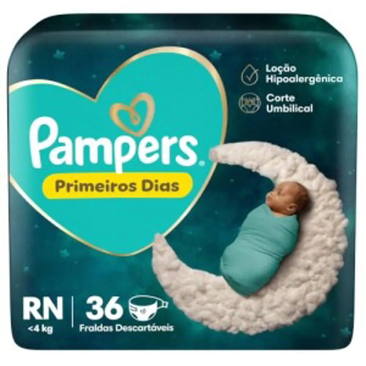 Fralda Pampers Primeiros Dias Tamanho RN Até 4 kg 36 Un